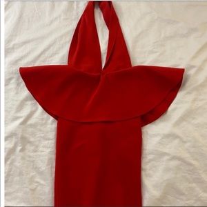 Red bandage halter dress